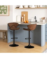 Gouun Set of 2 Adjustable Bar Stools Swivel Bar Chairs Pub Kitchen