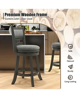 Gouun 26" Counter Height Bar Chair with Wooden Frame Swivel Seat and Footrest for Pub Bar Restaurant-1 Pack