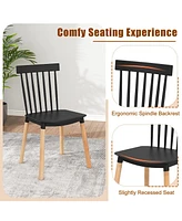 Gouun Set of 4 Windsor Dining Chairs with Spindle Backs and Curved Seats