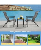 Gouun 3 Pieces Patio Rattan Bistro Set with High Backrest and Armrest