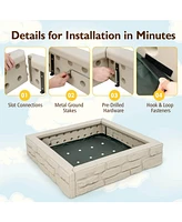Gouun 2-In-1 Hdpe Kids Sandbox with Cover and Bottom Liner