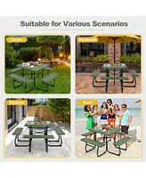 Gouun Outdoor Picnic Table with 4 Benches and Umbrella Hole