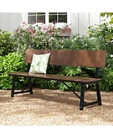 Gouun 72 Inch Extra Long Bench with All-Weather Hdpe Seat & Back for Yard Garden Porch