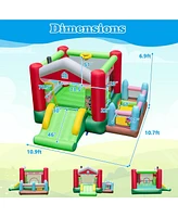 Gouun 4-in-1 Inflatable Bounce House with Basketball Hoop and 480W Blower