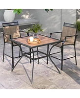Gouun Patio Dining Table for 4 Square Bistro Table with Umbrella Holes
