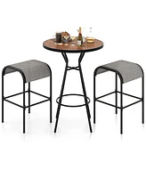 Gouun Pieces Outdoor Round Bar Table Set with 1.6 Inches Umbrella Hole