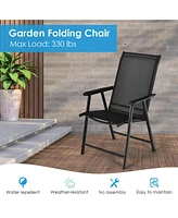Gouun Set of 2 Outdoor Patio Folding Chair with Ergonomic Armrests