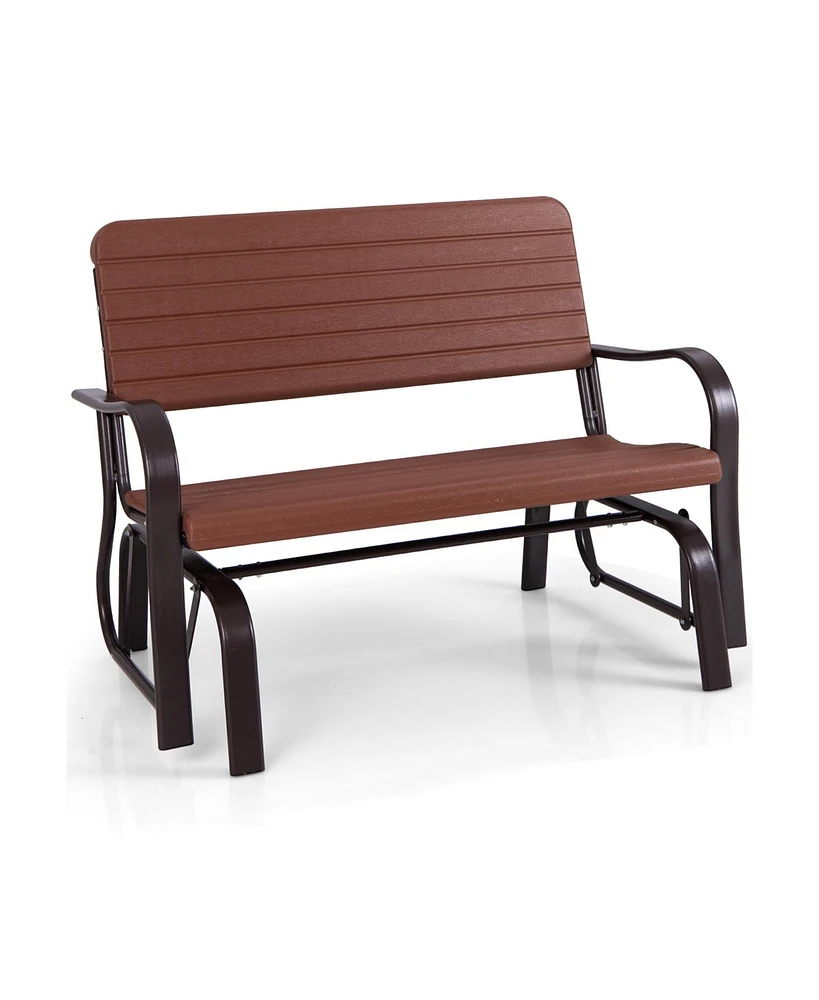 Gouun 2-Seat Porch Glider with Hdpe Back Seat and Steel Frame