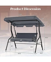 Gouun 3-Seat Outdoor Patio Canopy Swing with Cushioned Steel Frame