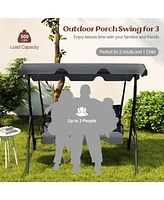 Gouun 3-Seat Outdoor Patio Canopy Swing with Cushioned Steel Frame