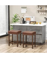 Gouun 24 Inch Upholstered Pu Leather Bar Stools Set of 2