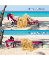 Gouun Beach Chaise Lounge Chair with Face Hole and Removable Pillow