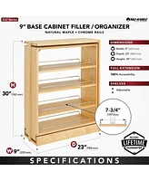 Rev-a-Shelf 9" Pullout Kitchen Cabinet Filler Organizer Spice Rack, 432-bf-9C