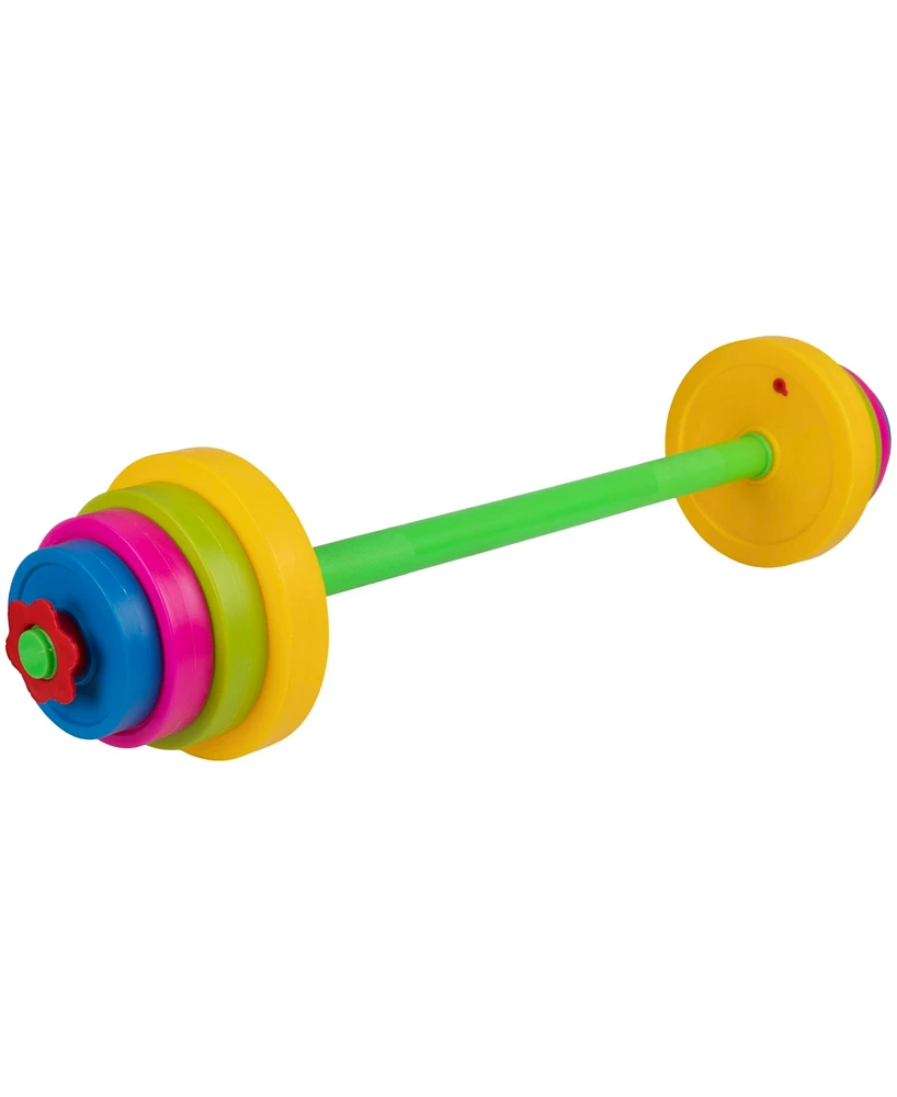 Hey Play Barbell and 8 Plates Kids Weight Set