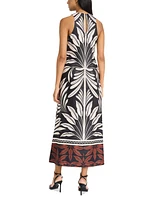 Donna Morgan Women's Halter Border-Print Maxi Dress