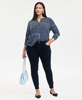 INC Plus Printed Split-Neck Top, Exclusively at Macy's