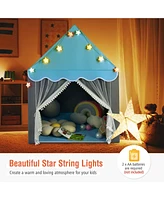 Gymax Kids Playhouse Tent Large Castle Fairy Gift w/Star Lights Mat