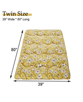 gaomon Japanese Floor Mattress, Twin Size Futon Mattress, Thick Tatami Roll-Up Mattress for Camping & Guest Room, Yellow Flower Design