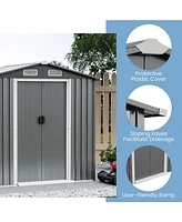 Gouun 6 x 4 Feet Galvanized Steel Storage Shed with Lockable Sliding Doors