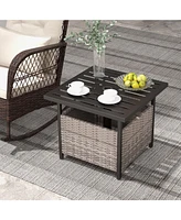 Gouun Outdoor Patio Rattan Wicker Steel Side Deck Table