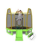 Gouun 7 Feet Trampoline with Ladder and Slide for Indoor and Outdoor