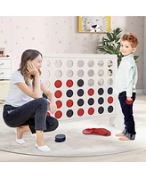Gouun Wooden 4-in-a-row Game Set with 42 Pcs Chips and 600D Oxford Fabric Carrying Bag