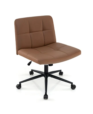 Gouun Height-adjustable Armless Desk Chair with Wheels for Home Office Make Up