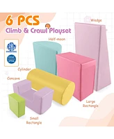 Gouun 6 Pieces Foam Climbing Blocks Indoor Climb and Crawl Activity Playset with Rectangles