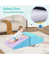 Gouun 2-Piece Step and Slide Climber for Infants Toddlers Baby Soft Play Set Foam Blocks
