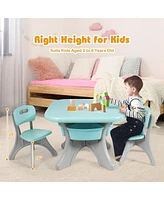 Gouun In/Outdoor 3-Piece Plastic Children Play Table & Chair Set