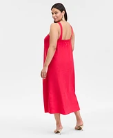 INC Plus Linen-Blend Printed Halter Maxi Dress, Exclusively at Macy's