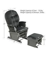 Gouun Wood Baby Glider and Ottoman Cushion Set with Padded Armrests for Nursing