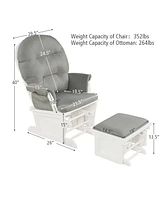 Gouun Wood Baby Glider and Ottoman Cushion Set with Padded Armrests for Nursing