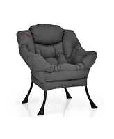 Gouun Modern Polyester Fabric Lazy Chair with Steel Frame and Side Pocket