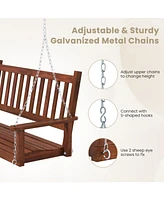 Gouun 2-Person Wooden Outdoor Porch Swing with 500 lbs Weight Capacity