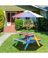 Gouun 4 Seat Kids Picnic Table with Umbrella