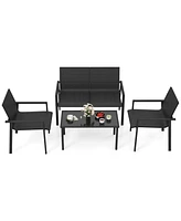 Gouun 4 Pieces Patio Furniture Set with Heavy Duty Galvanized Metal Frame