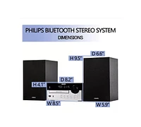 Philips All-in-One Stereo System – Cd Player, Bluetooth, Fm Radio, Usb & Aux Inputs, Remote Control, Compact Design, Superior Sound – Bl