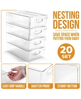 Sorbus 20 Pack Clear Plastic Storage Bins with Handle