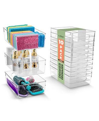 Sorbus 10 Pack Large Clear Plastic Storage Bins with Handle