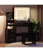 gaomon Vanity Desk with Sliding Mirror and Lights