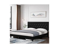 gaomon King Size Bed Frame with Headboard, Upholstered King Platform Bed Frame with Button Tufted Adjustable Headboard, Wood Slats Support