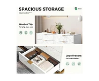 gaomon Dresser for Bedroom, 6 Drawer Dresser with Metal Legs, Modern Dresser Chest Organizer with Wide Storage, Wood Chest of Drawers for Bedroom