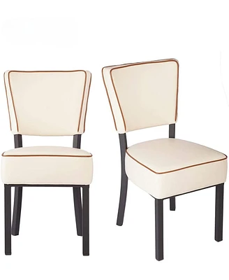 Slickblue Set of 2 Leather Dining Room Chairs Thick Upholstered Seat & Backrest for Comfort