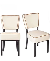 Slickblue Set of 2 Leather Dining Room Chairs Thick Upholstered Seat & Backrest for Comfort