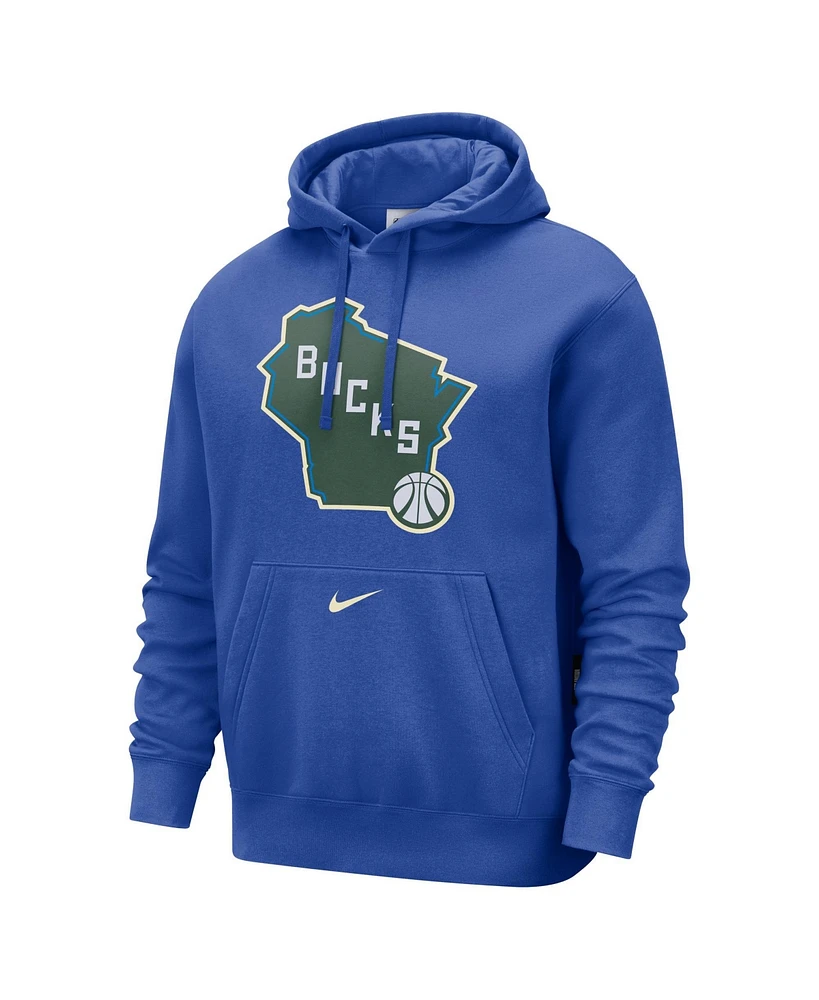 Nike Men's Royal Milwaukee Bucks 2024/25 City Edition Essential Club Pullover Hoodie