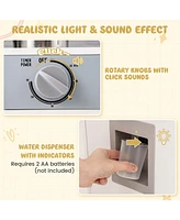 Gymax ids Play Kitchen Toy Set w/ Water Dispenser Sink Faucet Microwave Oven Utensils
