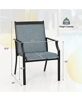 Gymax Set of 2 Patio Dining Chairs Outdoor Armchairs w/ Sturdy Metal Frame