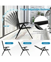 Gymax Set of 2 Patio Folding Chairs Lightweight Outdoor Dining Chairs w/ Padded Seat