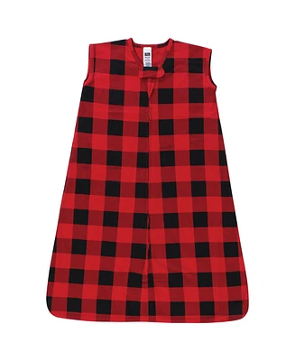 Hudson Baby Boys Cotton Sleeveless Wearable Sleeping Bag, Sack, Blanket, Buffalo Plaid, 0-6 Months